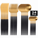 Jogo de Talheres de Luxo -24 Peças Dourado de Aço Inoxidável